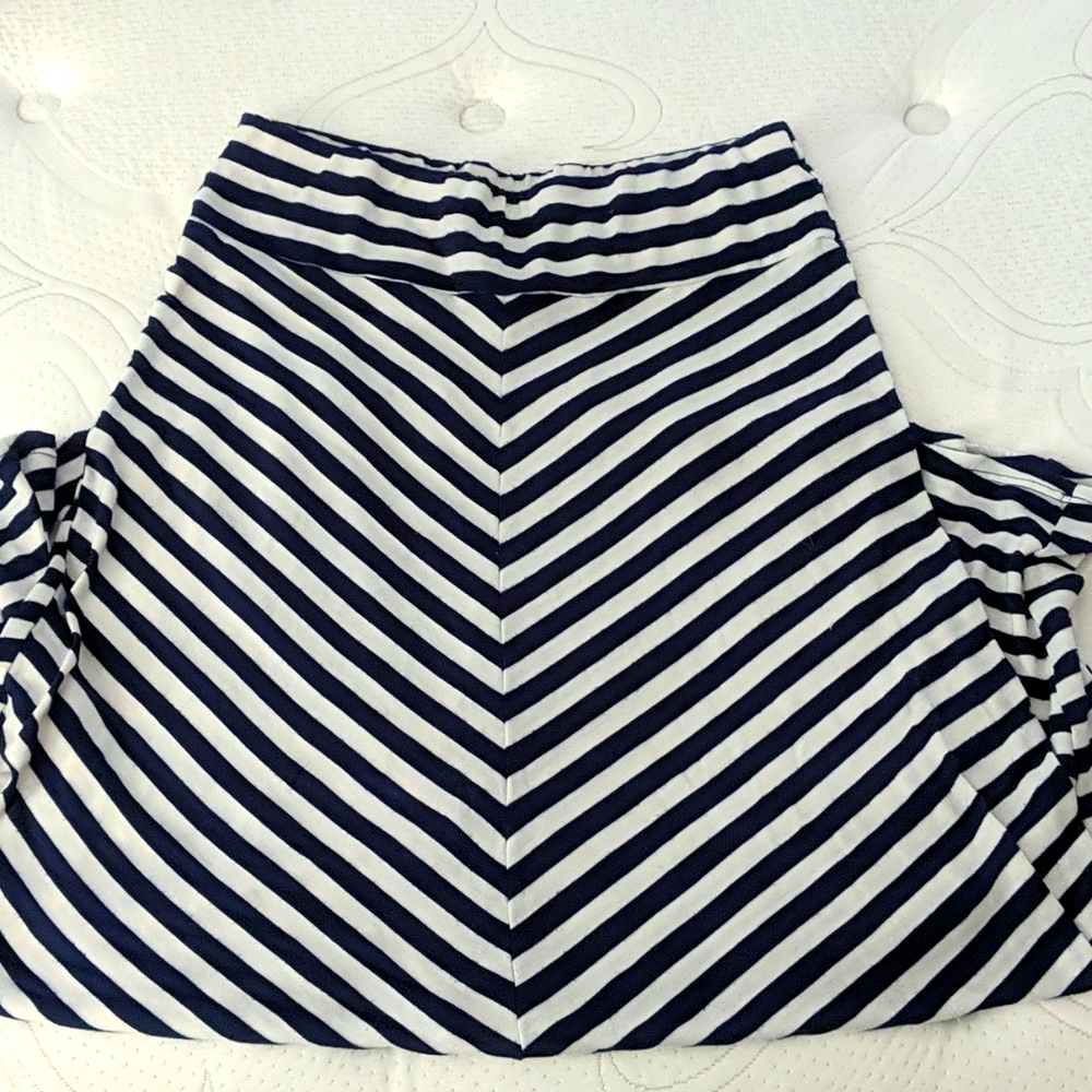 Blue/white stripe maxi skirt